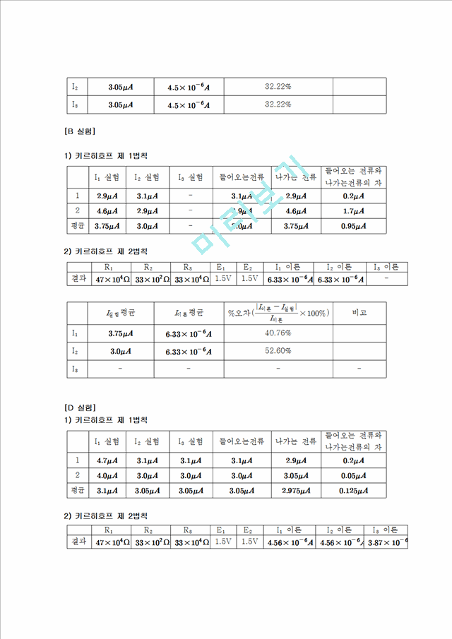 [자연과학] 물리실험 - 키르히호프의 법칙.hwp